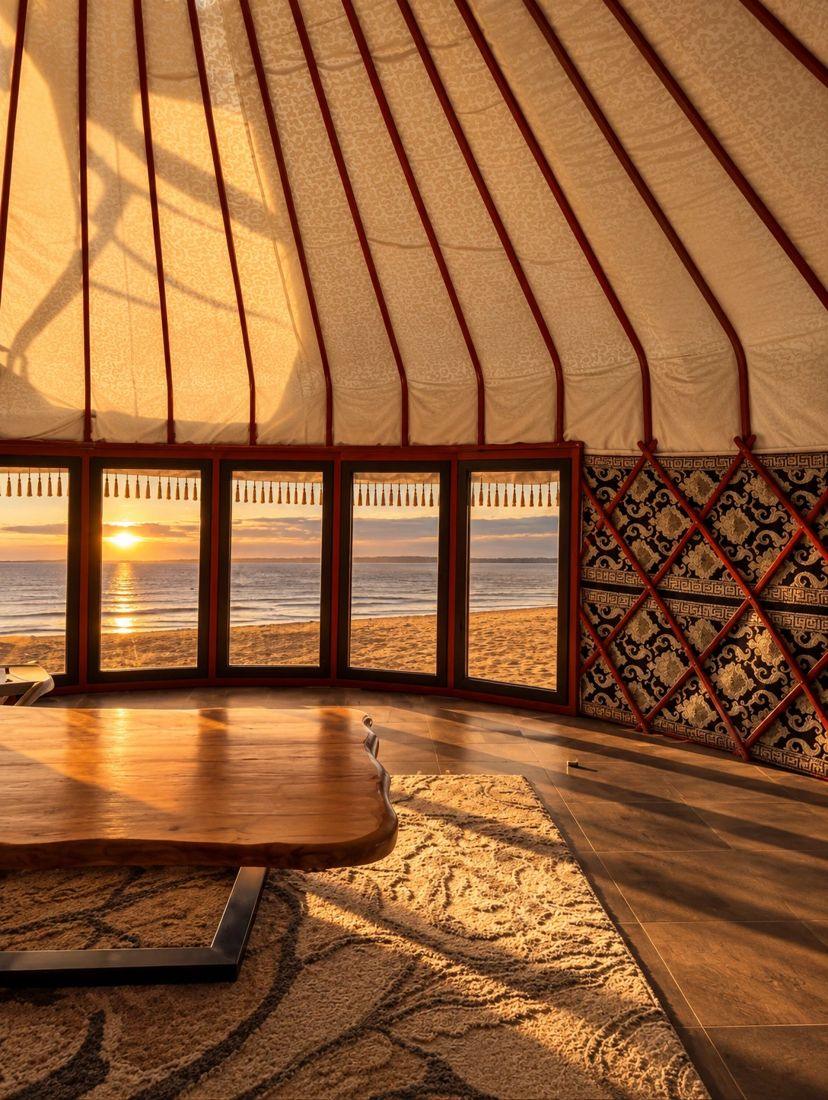 Banya lounge with stained-glass windows