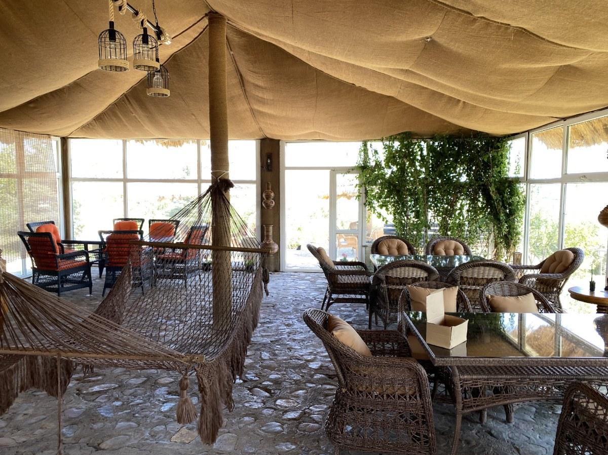 Dining tent with a hammock